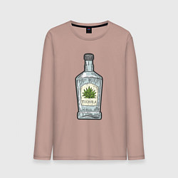 Лонгслив хлопковый мужской Бутылка текилы, цвет: пыльно-розовый
