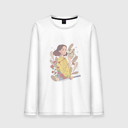 Лонгслив хлопковый мужской Кицунэ, цвет: белый