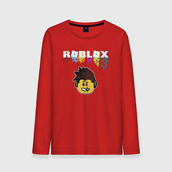 Лонгслив хлопковый мужской Roblox pixel - роблокс пиксель видеоигра для детей, цвет: красный