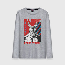 Лонгслив хлопковый мужской Моя геройская академия All Might pease symbol, цвет: меланж