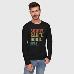 Лонгслив хлопковый мужской Извини не могу собаки пока, цвет: черный — фото 2