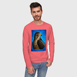 Лонгслив хлопковый мужской Портрет футбольного сокола, цвет: коралловый — фото 2