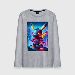 Мужской лонгслив Ужасный пикачу - нейроарт неоновое свечение
