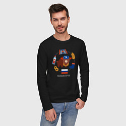 Лонгслив хлопковый мужской Стереотипы о России с флагом, цвет: черный — фото 2