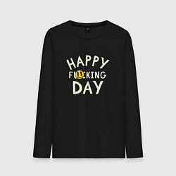 Мужской лонгслив Happy f**king day - надпись и смайл