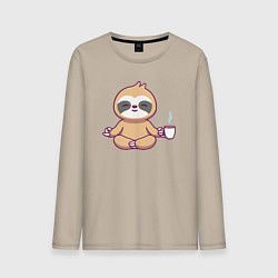 Мужской лонгслив Ленивец и кофейный релакс