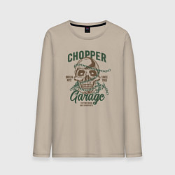 Мужской лонгслив Череп с цепями,Chopper garage