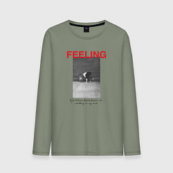 Лонгслив хлопковый мужской Feeling quote, цвет: авокадо