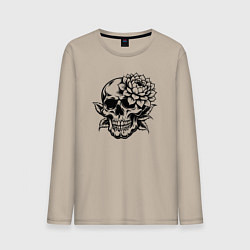 Мужской лонгслив Череп с цветком - графика