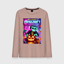 Мужской лонгслив Skeleton and pumpkin - neon glow