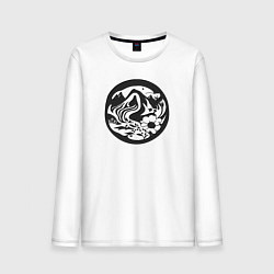 Лонгслив хлопковый мужской Абстрактная интерпретация растений, цвет: белый