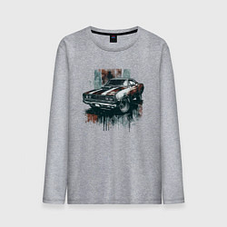 Лонгслив хлопковый мужской Автомобиль - маслкар, цвет: меланж