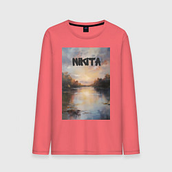 Лонгслив хлопковый мужской Nikita озеро, цвет: коралловый