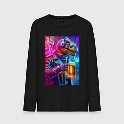 Мужской лонгслив Dude beersaur - neon glow