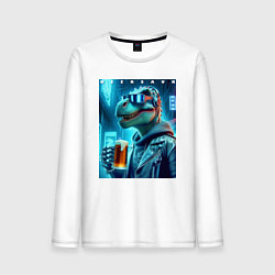 Мужской лонгслив Крутой чувак Дино с кружкой пива - нейроарт