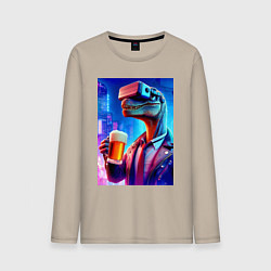 Мужской лонгслив Пивозавр в виртуальных очках - нейроарт