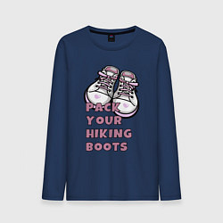 Лонгслив хлопковый мужской Pink boots, цвет: тёмно-синий