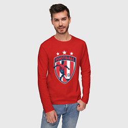 Лонгслив хлопковый мужской Stars football, цвет: красный — фото 2