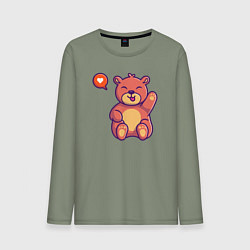 Лонгслив хлопковый мужской Lovely bear, цвет: авокадо