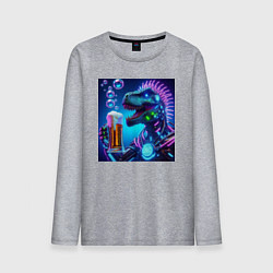 Мужской лонгслив Неоновый крутой пивозавр - нейроарт