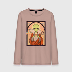 Мужской лонгслив Пришелец и кот-единорог