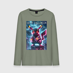 Мужской лонгслив Pikachu with a cyber claws - halloween