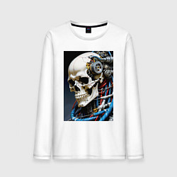 Мужской лонгслив Кибер череп - нейроарт фантазия
