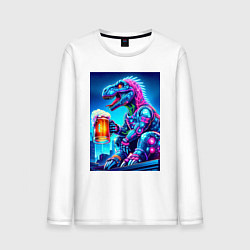 Мужской лонгслив Cyber tyrannosaur with a mug of beer - ai art fant