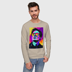 Лонгслив хлопковый мужской Портрет Дурова pop art, цвет: миндальный — фото 2