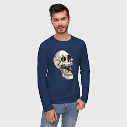 Лонгслив хлопковый мужской Кемпинг в черепе, цвет: тёмно-синий — фото 2