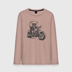 Мужской лонгслив Шпиц байкер на мотоцикле на чоппере