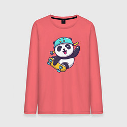 Лонгслив хлопковый мужской Skater panda, цвет: коралловый