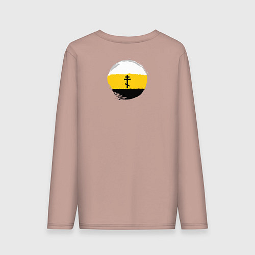 Мужской лонгслив Мы русские с нами Бог Крест черный на узорном флаг / Пыльно-розовый – фото 2