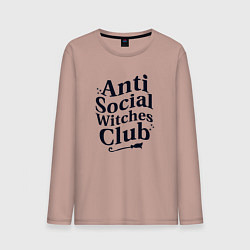 Лонгслив хлопковый мужской Anti social witches club, цвет: пыльно-розовый