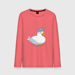 Мужской лонгслив Милая уточка гусь с цветочком на голове