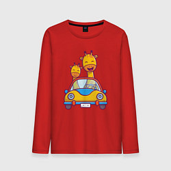 Мужской лонгслив Жирафы в автомобиле