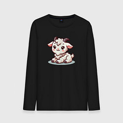 Лонгслив хлопковый мужской Милый козлик, цвет: черный
