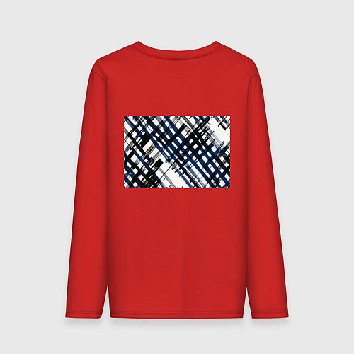 Мужской лонгслив Косая клетка бело-синяя / Красный – фото 2