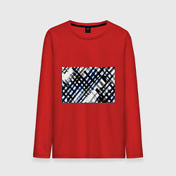 Мужской лонгслив Косая клетка бело-синяя