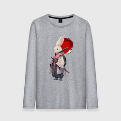 Лонгслив хлопковый мужской Заяц ронин, цвет: меланж