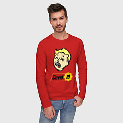 Лонгслив хлопковый мужской Vault boy - covid 19, цвет: красный — фото 2