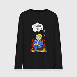 Лонгслив хлопковый мужской Vault boy in the fire, цвет: черный
