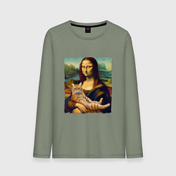 Мужской лонгслив Мона Лиза с рыжим котом