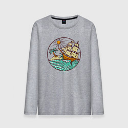 Мужской лонгслив Кораблик и волны