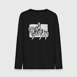 Лонгслив хлопковый мужской Ковбой на лошади, цвет: черный