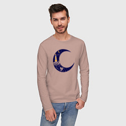 Лонгслив хлопковый мужской Лунный маяк, цвет: пыльно-розовый — фото 2