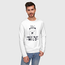 Лонгслив хлопковый мужской Wild bear, цвет: белый — фото 2