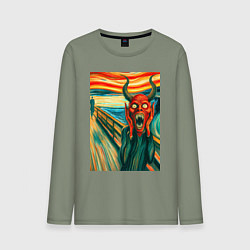 Мужской лонгслив Демон кричит на картине Эдварда Мунка - мем искусс