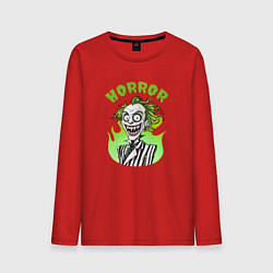 Лонгслив хлопковый мужской Битлджус - хоррор, цвет: красный