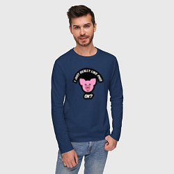 Лонгслив хлопковый мужской Мне очень нравятся свиньи, цвет: тёмно-синий — фото 2